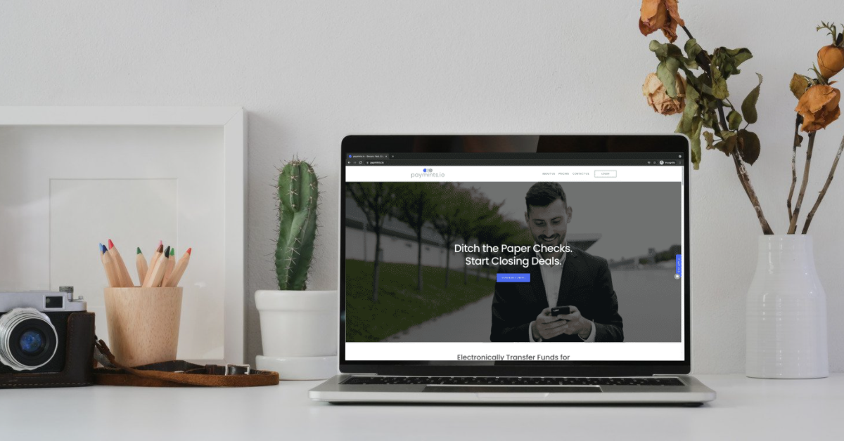 banner paymints.io website on laptop screen