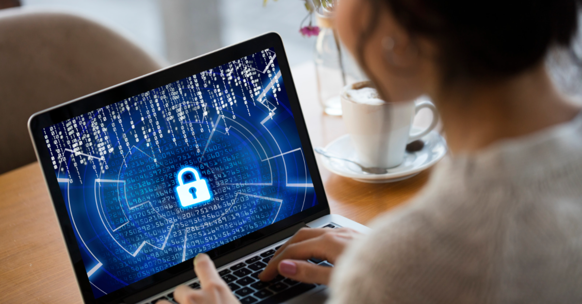 woman on secure laptop